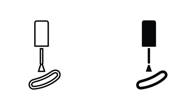 Nail polish bottle and brush applicator icon set in linear and solid black vector illustration