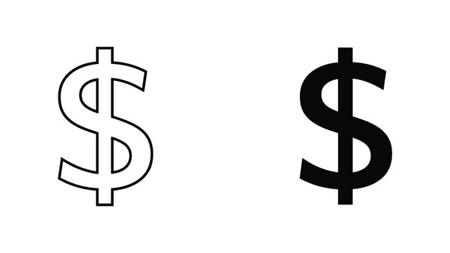 Single dollar sign currency symbol icon for banking and financial services in flat vector style