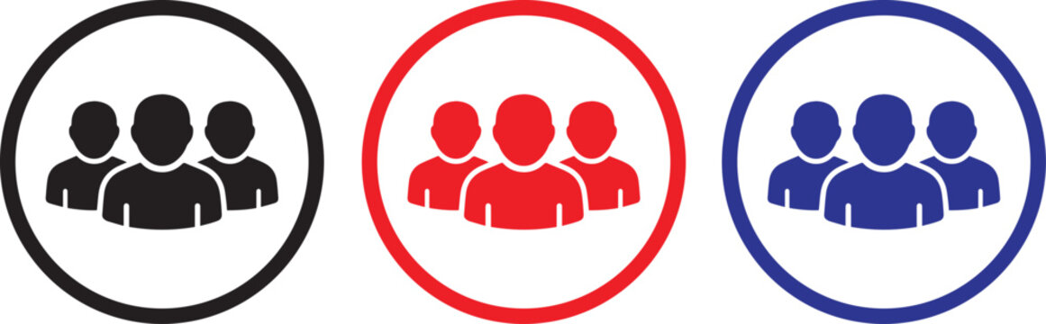 Professional group user icons colorful circular vector design