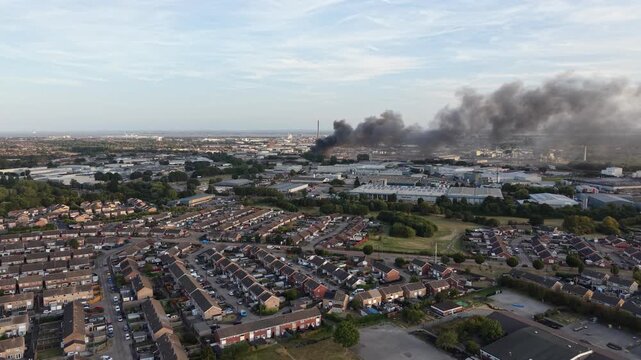 aerial view of industrial fire reservoir road hull
