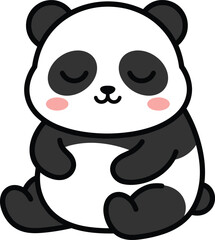 Adorable kawaii sleeping giant panda bear sitting cartoon character vector illustration © Lalchan