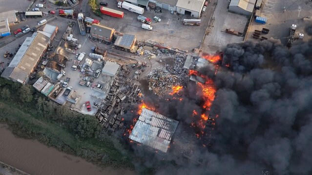 aerial view of industrial fire reservoir road hull

