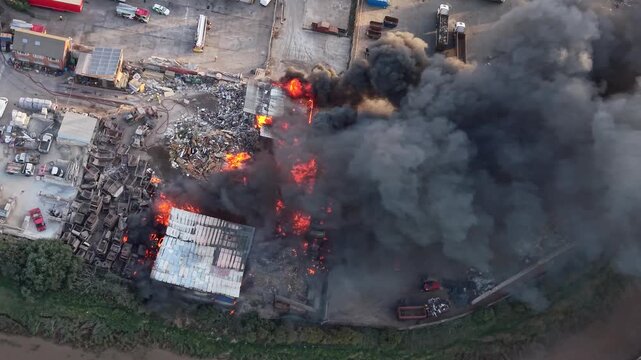 aerial view of industrial fire reservoir road hull
