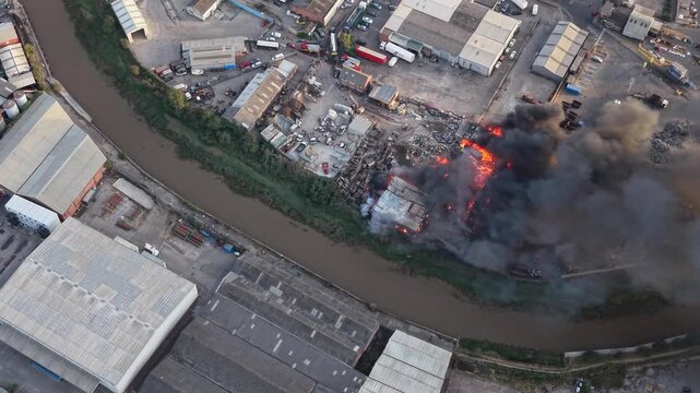 aerial view of industrial fire reservoir road hull
