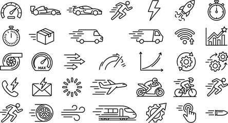 Fototapeta premium High speed fast performance delivery and quick motion line iconHigh speed fast performance delivery and quick motion line icon