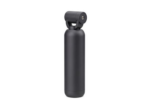 Black handheld stabilizer grip for action camera on white background