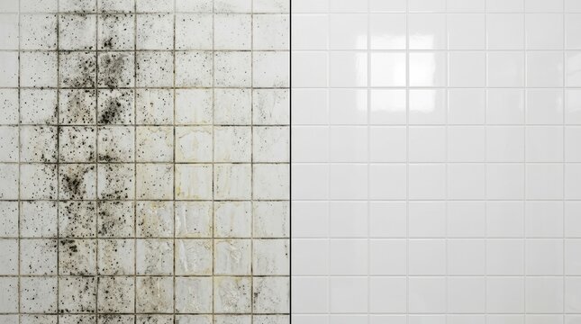 Bathroom Shower Wall Cleaning Before and After Mold Removal Comparison
