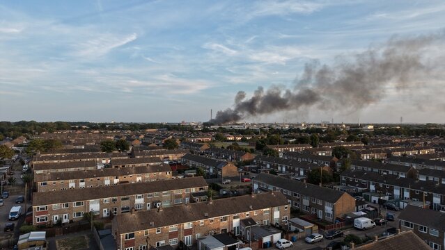 aerial view of industrial fire reservoir road hull
