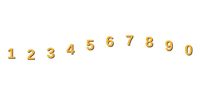 Golden numbers from 1 to 0 arranged in an arc on a white background.