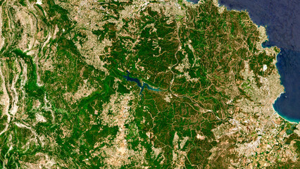 Provence agricultural and rural landscape, France on open data satellite image © M. Jurzyk