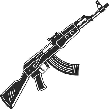 Assault rifle silhouette on a white background a detailed vector illustration ak 47