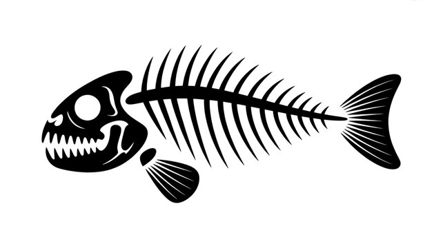 fish skeleton isolated on black