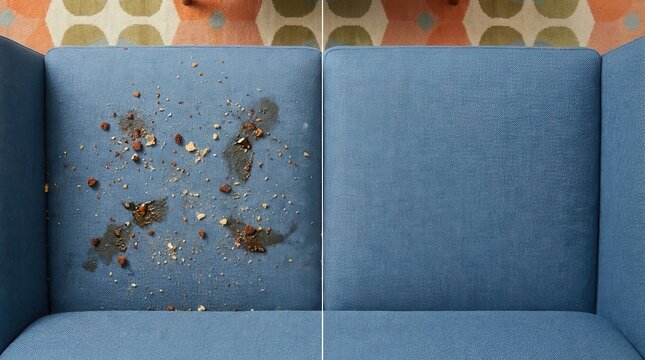 Before and After Detail of Sofa Cushion Cleaning