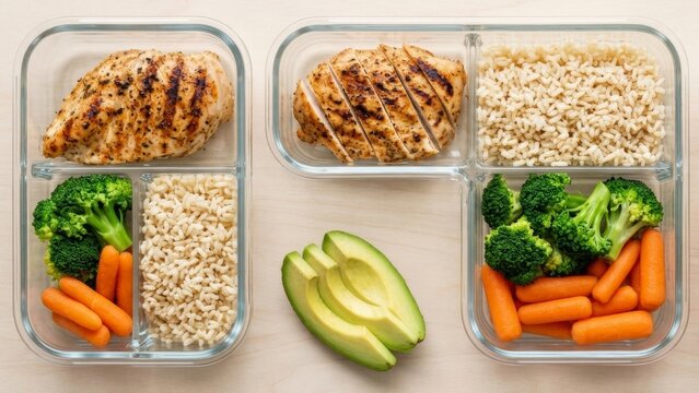 Healthy Meal Prep Containers with Grilled Chicken and Vegetables
