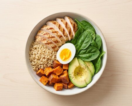 High Protein Healthy Bowl with Grilled Chicken and Quinoa