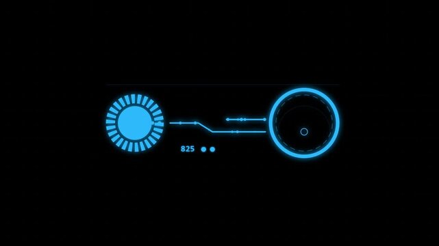 Futuristic Sci-Fi HUD Interface Loading Element with Blue Glowing Digital Data Transfer