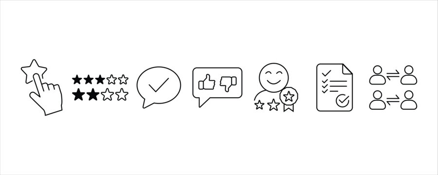 Set of user interface icons for feedback and customer service evaluation
