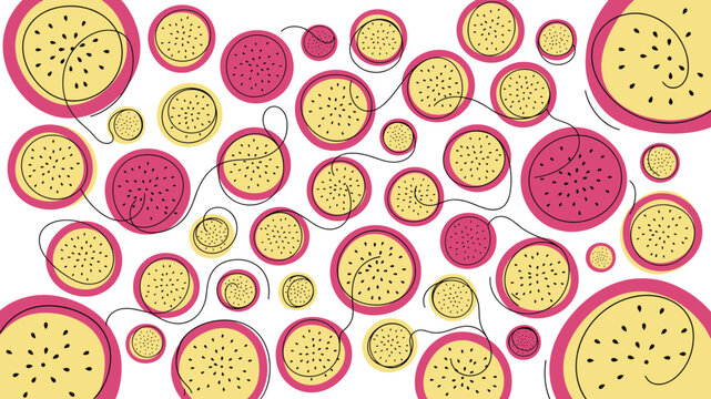 Vibrant Watermelon Slice Pattern with Artistic Line Details for Summer Fruit Food Branding and Refreshing Menu Designs