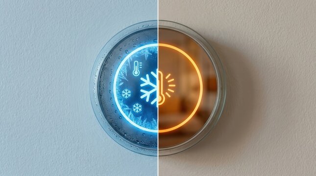 Split Smart Thermostat Displaying Cold and Hot Temperature Settings