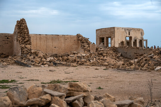 Doha, Qatar - January 10, 2026:  Al Areesh Ghost Town Qatar. abandoned homes, deserted streets, and ancient structures that showcase authentic Qatari heritage