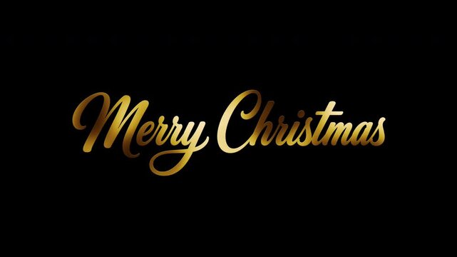 Merry Christmas Golden Text Animation on Black Background