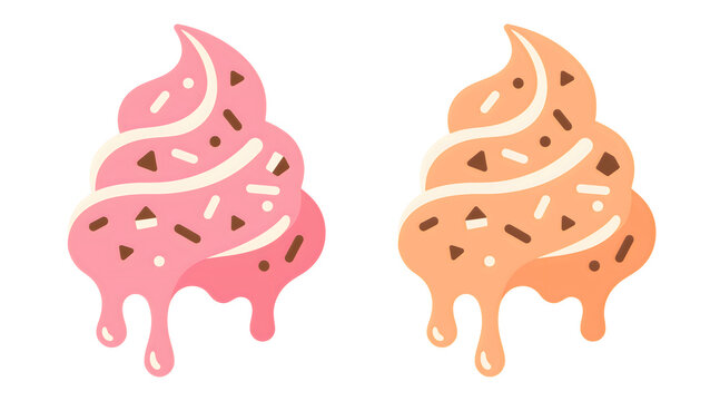 Two colorful ice cream swirls with chocolate sprinkles