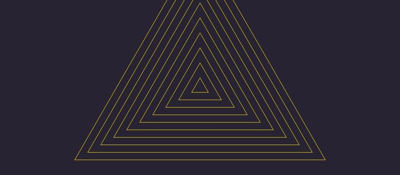 Concentric triangles forming a geometric pattern on a dark background, abstract design.