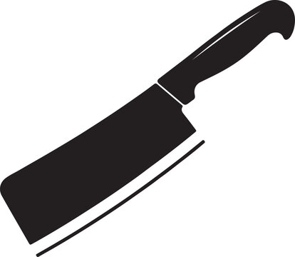 Heavy duty kitchen cleaver silhouette isolated on grid background for culinary graphics.