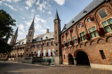 Naklejka premium Historic Abbey Courtyard of the Zeeuws Museum in Middelburg Zeeland Netherlands