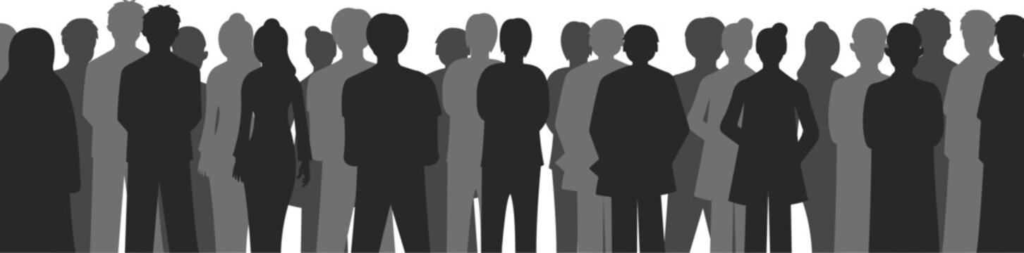 Diverse People Silhouette Crowd Standing Together Isolated Human Group Audience Community Illustration