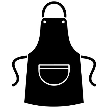 Kitchen apron with front pocket for cooking or baking tasks featuring black vector design.