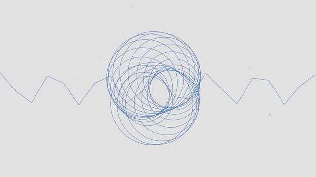 Abstract blue circular lines and zigzag pattern design element