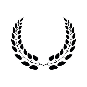 Laurel wreath.Silhouette laurel wreath. Heraldic trophy crest, Greek and Roman olive branch award, winner round emblem.