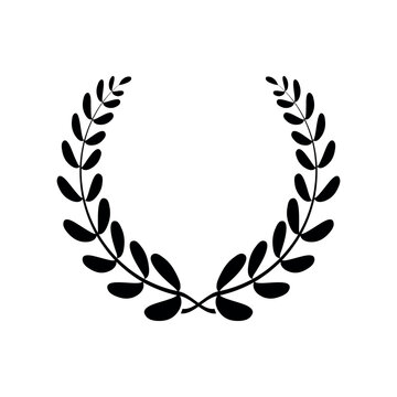 Laurel wreath.Silhouette laurel wreath. Heraldic trophy crest, Greek and Roman olive branch award, winner round emblem.
