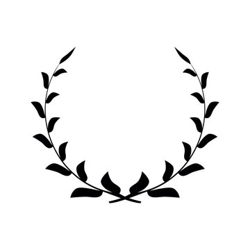 Laurel wreath.Silhouette laurel wreath. Heraldic trophy crest, Greek and Roman olive branch award, winner round emblem.