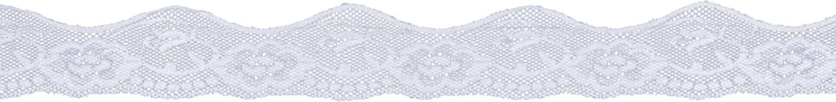 Wavy white rose lace ribbon trim isolated on transparent background
