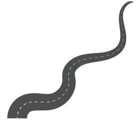 Fototapeta premium Winding road. Journey traffic curved highway. Road to horizon in perspective .Curving Road Stretching Into Distance Silhouette featuring.