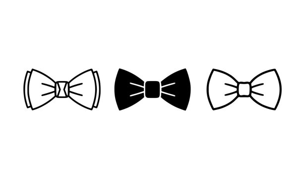 Elegant Formal Bowtie Vector Icon Collection with Outline and Silhouette Styles