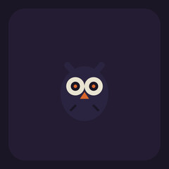 Fototapeta premium Spooky owl with glowing eyes icon in dark style