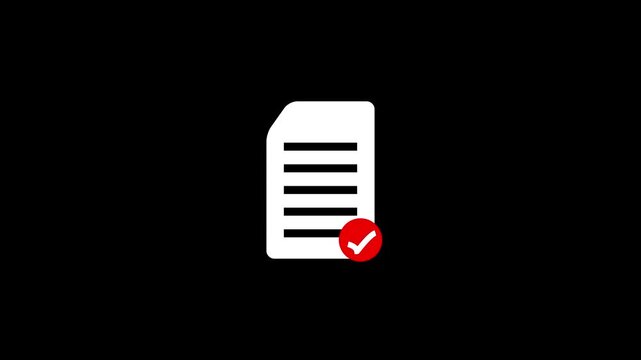 Animated Black Document File Icon on Clean White Background, Business Graphic Motion