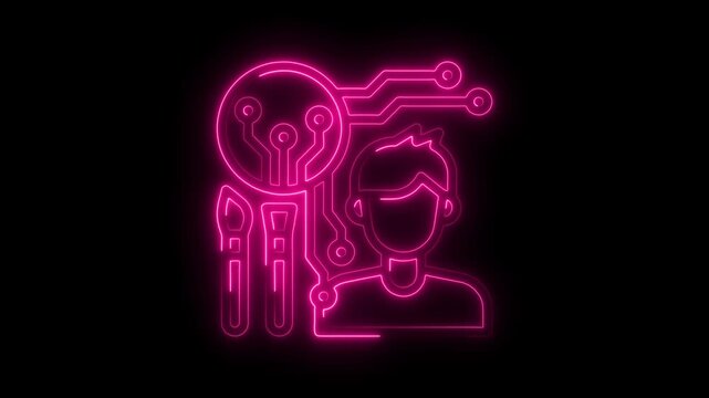Neon digital artist avatar concept emerging technology creative skills icon animation