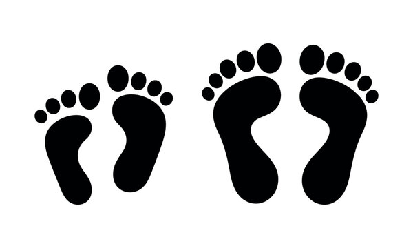 Black baby and adult footprints illustration