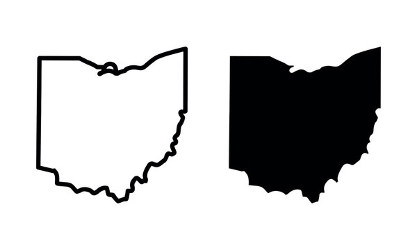 Ohio state outline icon in black silhouette style