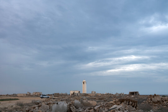 Doha, Qatar - January 10, 2026:  Al Areesh Ghost Town Qatar. abandoned homes, deserted streets, and ancient structures that showcase authentic Qatari heritage