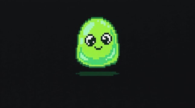 Pixel Art Cute Green Slime Blob Character Idle Loop Animation