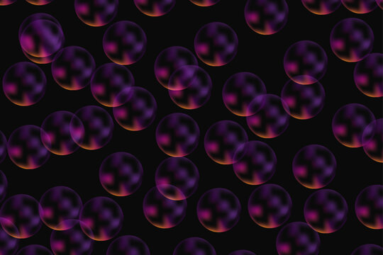 Abstract glowing purple orange bubbles seamless pattern