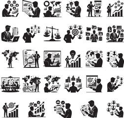 Fototapeta premium Market research related full black silhouette design isolated with white background