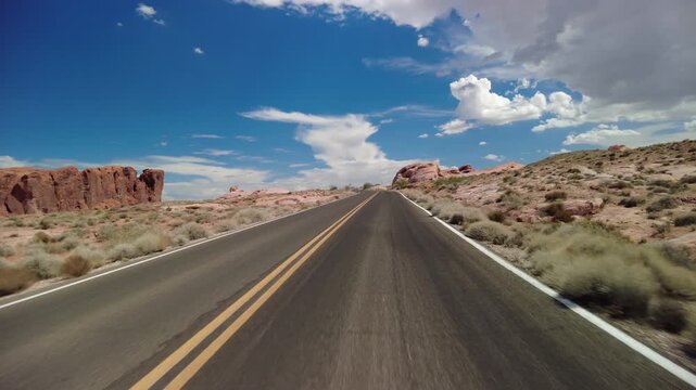 Driving Plate Nevada Desert Valley of Fire Mouse's Tank Rd Southbound Front View 03 USA