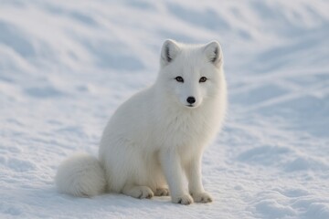 Obraz premium Arctic fox sitting on snow