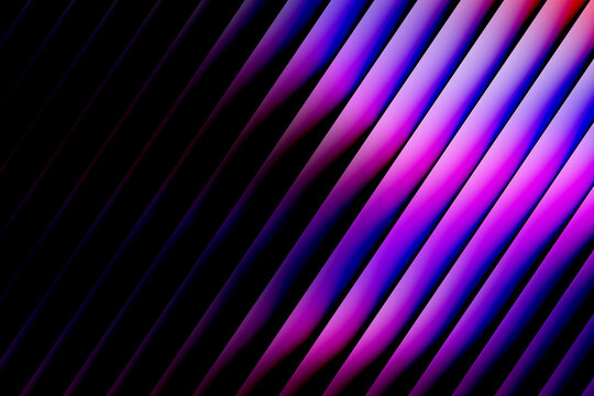 Abstract diagonal glowing purple and blue beams forming futuristic light design.